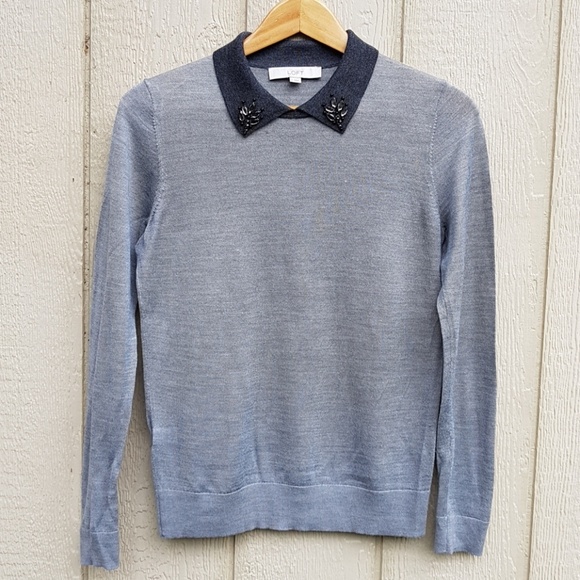 LOFT Sweaters - Loft “colorblock jeweled collar Sweater”